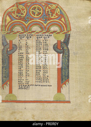 Canon Tabelle Seite; Äthiopien; ca. 1504 - 1505; Tempera auf Pergament; Blatt: 34,5 x 26,5 cm 13 9,16 x 10 7,16 in Stockfoto