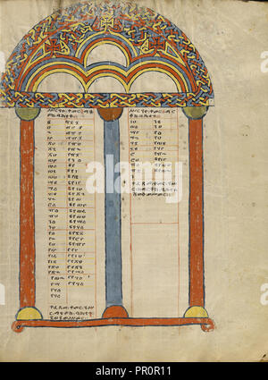 Canon Tabelle Seite; Äthiopien; ca. 1504 - 1505; Tempera auf Pergament; Blatt: 34,5 x 26,5 cm 13 9,16 x 10 7,16 in Stockfoto