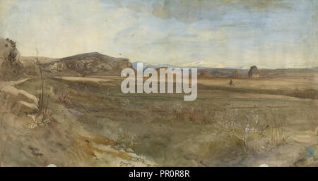 Campagna Landschaft auf der Via Flaminia; Franz Albert Venus, Deutsch, 1842 - 1871, Italien; 1869; Aquarell über Graphit Stockfoto