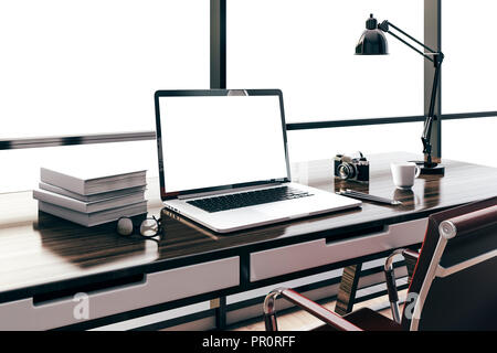 3D-Render der modernen Computer Arbeitsplatz einrichten Stockfoto