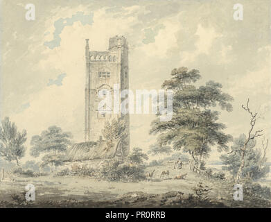 Freston Tower, Suffolk; Edward Dayes, Englisch, 1763-1804, Großbritannien; um 1785; Aquarell über Bleistift, 16,5 × 21,6 cm, 6 1,2 Stockfoto