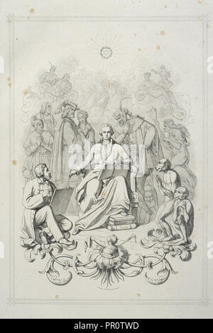 Frontispiz: Portrait von Goethe mit seinen Figuren, Faust: eine Tragödie von Goethe: erster Theil, Goethe, Johann Wolfgang von Stockfoto