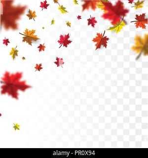 Im Herbst fallenden Blätter Hintergrund Vektor Vorlage. Stock Vektor
