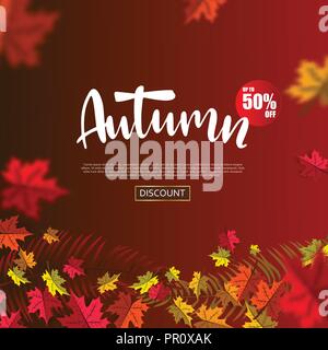 Herbst Sale Hintergrund layout fallende Blätter mit Shopping Verkauf, Promo Poster und frame Packungsbeilage oder Web Banner. Vektor Vorlage. Stock Vektor
