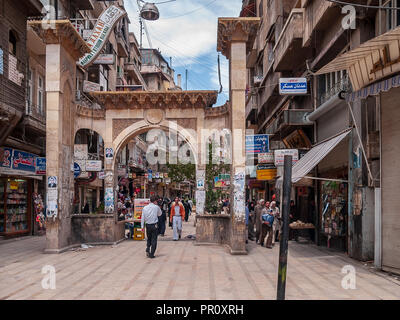 Aleppo - eine der ältesten ununterbrochen bewohnten Städte der Welt und die zweitgrößte Stadt in Syrien (vor dem Krieg). Stockfoto