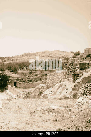 Ausgrabungen am Ophel. Verlauf der Stadtmauer in der Nähe von Teich Siloah. 1900, Jerusalem, Israel Stockfoto