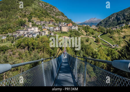 Tibetische Brücke "die Brücke in den Himmel "die höchsten in Europa. Stockfoto