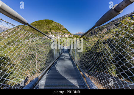 Tibetische Brücke "die Brücke in den Himmel "die höchsten in Europa. Stockfoto