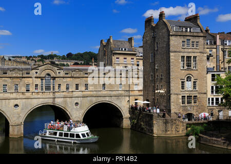 Pulteney Brücke, Fluss Avon, Badewanne, UNESCO-Weltkulturerbe, Somerset, England, Vereinigtes Königreich, Europa Stockfoto