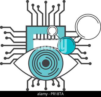 Künstliche Intelligenz Überwachung motherboard Stromkreis Vector Illustration Stock Vektor