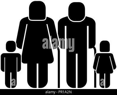 Älterer Mann und Frau mit Enkel Piktogramm Vector Illustration Stock Vektor