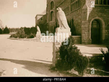 Die Regierung Haus auf Olivet Statuen von Adler. 1917, Jerusalem, Israel Stockfoto