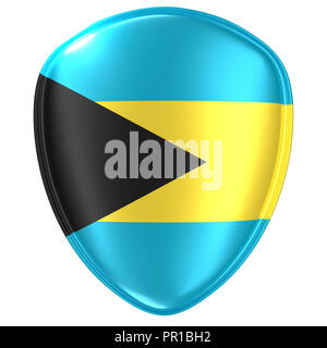 3D-Rendering für eine Bahamas Flagge Symbol auf weißem Hintergrund. Stockfoto