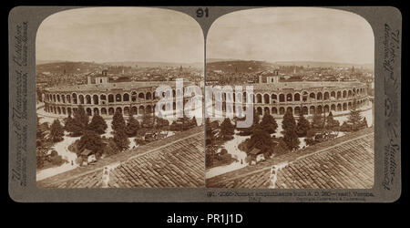 Verona, Römischen Amphitheater errichtet A.D. 260, Osten, Verona, Stereographische Blick auf Italien, Underwood und Underwood, Underwood, Bert Stockfoto