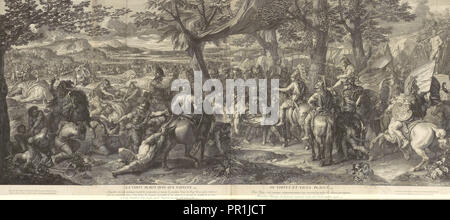 Alexander und Poros, Schlachten von Alexander, Audran, Gérard, 1640-1703, Le Brun, Karl, 1619-1690, Ätzung, Gravur Stockfoto