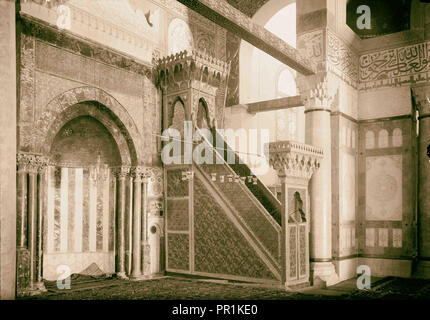 El Aksa, al-Aqsa Moschee Zeder Kanzel & mihrab. 1934, Jerusalem, Israel Stockfoto