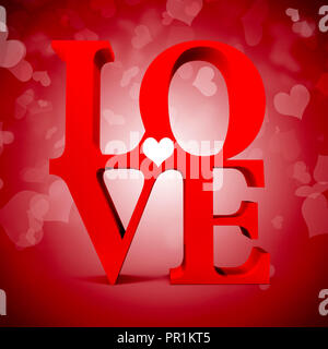 3d-rot Liebe text Stockfoto