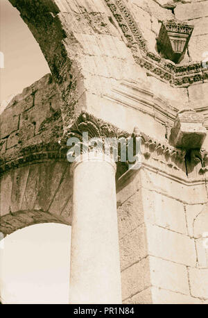 Akanthus - Blatt Kapital, Kirche von Kalat Siman. 1898, Syrien Stockfoto