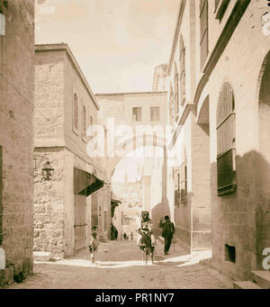 Via Dolorosa, Beginn in der St. Stephen's Gate. Ecce Homo Arch. 1900, Jerusalem, Israel Stockfoto