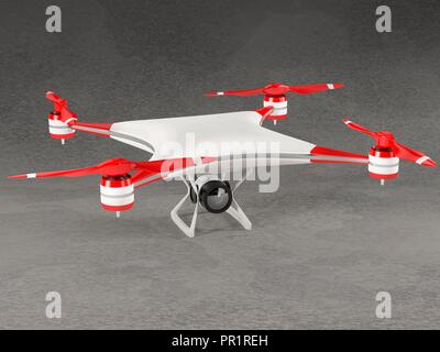 Quadcopter drone mit HD-Kamera, Illustration. Stockfoto