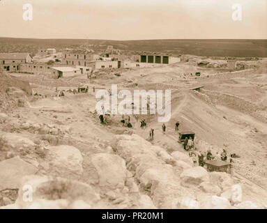 Tel. Deweir (lachisch). Camp Gebäude erzählen. Arbeitnehmer clearing Bereich unterhalb der flankierenden Wand. 1936, Israel, den König von Lachisch, Stockfoto