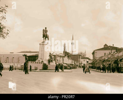 Die Türkei. Ankara. Reiterstandbild von Ata-Turk [d. h., Atatürk] zwischen Alt & Neu Ankara. 1935, Türkei, Ankara Stockfoto