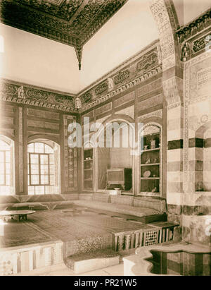 Damaskus, Palais Azem. Feinste Rezeption Zimmer, aufrechte, die Ecke der Decke. 1940, Syrien, Damaskus Stockfoto