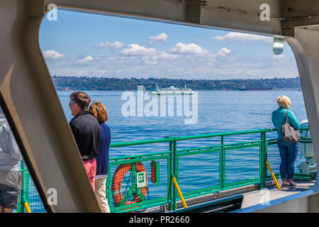 Fähre in Puget Sound aus Seattle, Washington in den Vereinigten Staaten Stockfoto