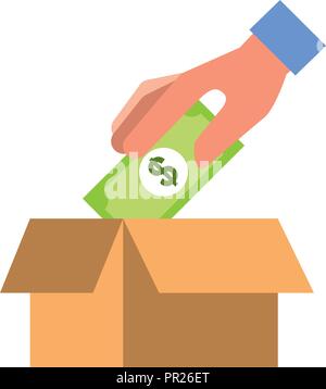 Hand, Banknoten, Geld, online shopping Vector Illustration Stock Vektor