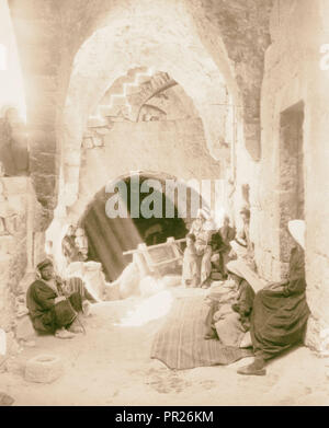 Innere eines Bauernhauses im Beit Sahur. 1934, West Bank, Bayt Sāḥūr Stockfoto