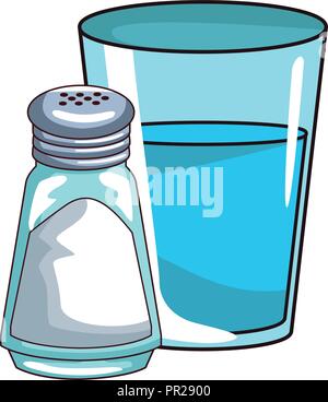 Wasser Glas und Salzstreuer Stock Vektor