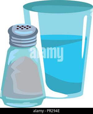 Wasser Glas und Salzstreuer Stock Vektor