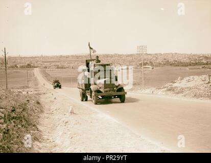 Palästina Unruhen 1936. Ende der letzten eskortierten Konvoi Jerusalem verlassen für den Norden am Okt. 18, 1936, hintere Abdeckung Stockfoto