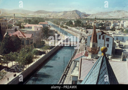 Damaskus, Palmyra und Baalbek. Damaskus, Fluss Abana. II Könige 512. 1950, Syrien, Damaskus Stockfoto