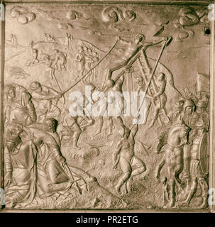 Berühmte florentinische Bronzen in der Kirche des Heiligen Grabes. Die Erhöhung des Kreuzes. 1900, Jerusalem, Israel Stockfoto