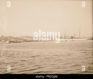 Boote im Hafen von Tripolis. 1925, Libanon, Tripoli Stockfoto