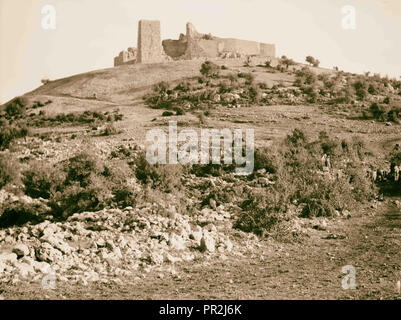 Ajlun entfernt. Kalaat Er-Rabad. Wie vom Westen aus gesehen. 1920, Jordanien, ʻAjlūn, Provinz Stockfoto