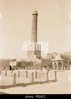 Irak. Mosul. Den schiefen Turm. Näher ansehen. 1932, Irak, Mosul Stockfoto