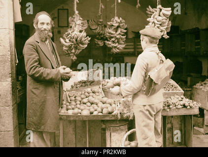 Obst & Gemüse in Mea Shearim, JEMENITISCHEN. 1934, Jerusalem Stockfoto