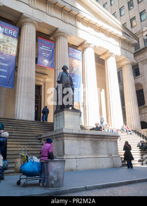 Federal Hall in Manhattan, das Finanzviertel Stockfoto