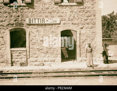 Bittir station entkernt mit Feuer. 1934, West Bank, Bethar, Naher Osten Stockfoto