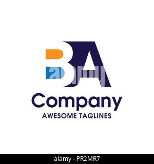 Kreatives Schreiben BA Logo Design Elemente. Einfaches Schreiben BA schreiben Logo, Business Corporate schreiben BA Logo Design Vector. Einfache und saubere, flache Ausführung Stock Vektor