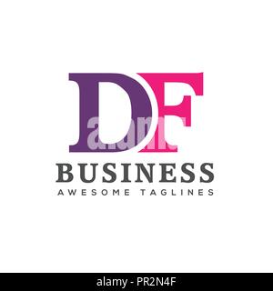 Kreatives Schreiben DF Logo Design Elemente. Einfaches Schreiben DF schreiben Logo, Business Corporate schreiben DF Logo Design Vector. Einfache und saubere, flache Bauweise Stock Vektor