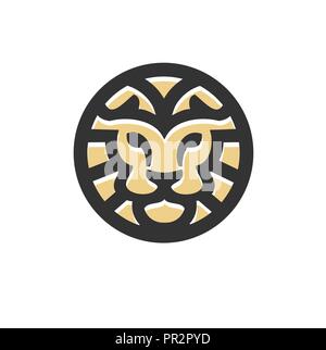 Lion's Head Kreis fette Linie Flat Style Business Company Logo, Creative Circle beste Lion's Head modernes Logo Konzept Stock Vektor