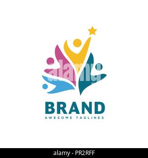 Leute Gemeinschaft bunte Logo Vorlage. Teamwork Gemeinschaft Symbol. Soziale Logo. Partnerschaft Leute logo Konzept Stock Vektor