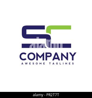 Kreatives Schreiben SC Logo Design template Elemente. Einfaches Schreiben SC schreiben Logo, Business Corporate schreiben SC Logo Design Vector. Einfache und saubere, flache Stock Vektor