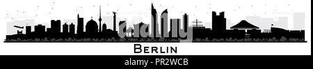 Berlin Deutschland Skyline der Stadt Silhouette mit schwarzen Gebäude isoliert auf Weiss. Vector Illustration. Business Travel und Tourismus Konzept Stock Vektor