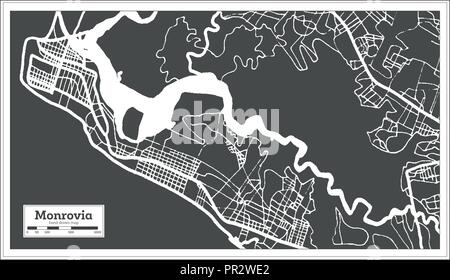 Monrovia Liberia Stadtplan im Retro-stil. Übersichtskarte. Vector Illustration. Stock Vektor
