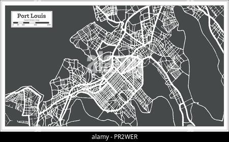 Port Louis Mauritius Stadtplan im Retro-stil. Übersichtskarte. Vector Illustration. Stock Vektor