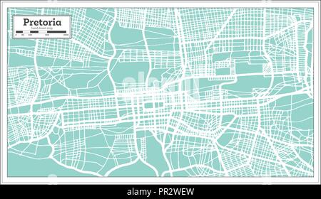 Pretoria Südafrika Stadtplan im Retro-stil. Übersichtskarte. Vector Illustration. Stock Vektor